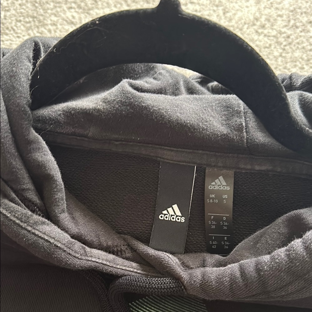 Adidas Black Cropped Sweatshirt with Logo - Picture 3 of 4